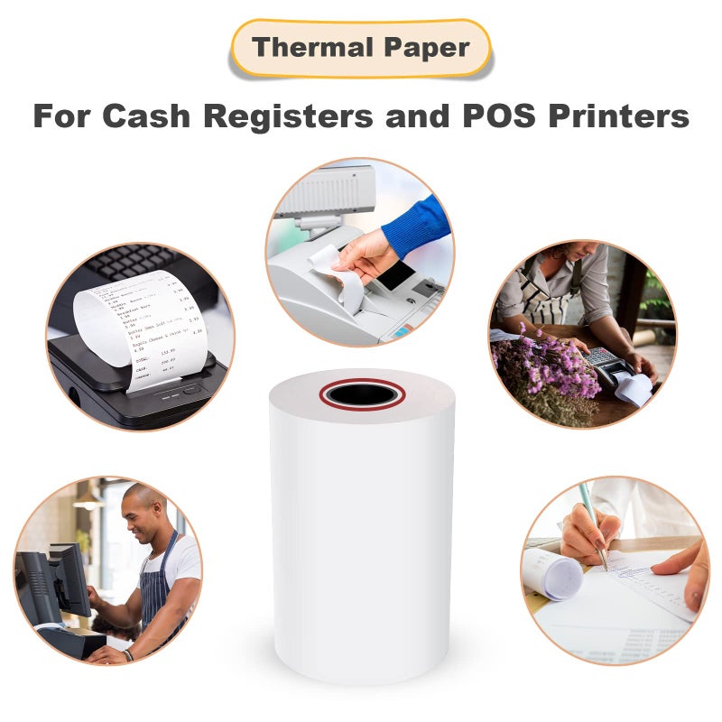 MFLABELÂ® 50 Rolls Thermal Paper (2 1/4" x 85') - POS Receipt Rolls for Cash Register, Credit Card Terminal, Square Reader, Clover & More | High-Sensitivity 48g Thermal Paper, BPA-Free, Sharp Print - Image 3